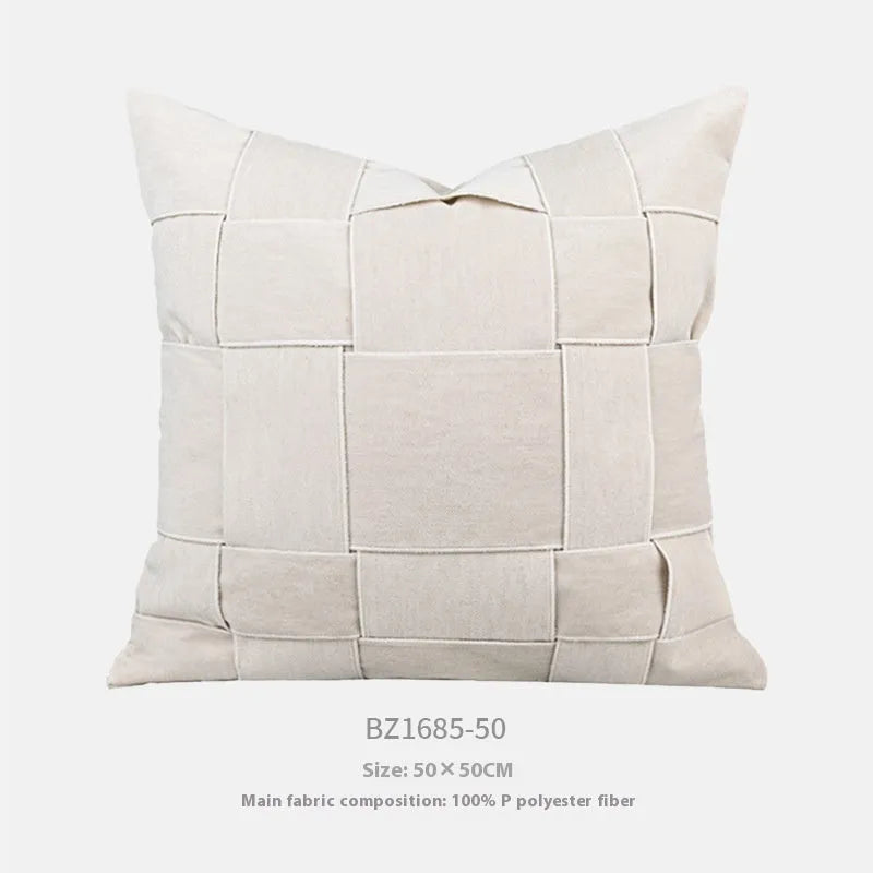 50x50cm chenille woven pillow cushion with feather velvet core in beige colour