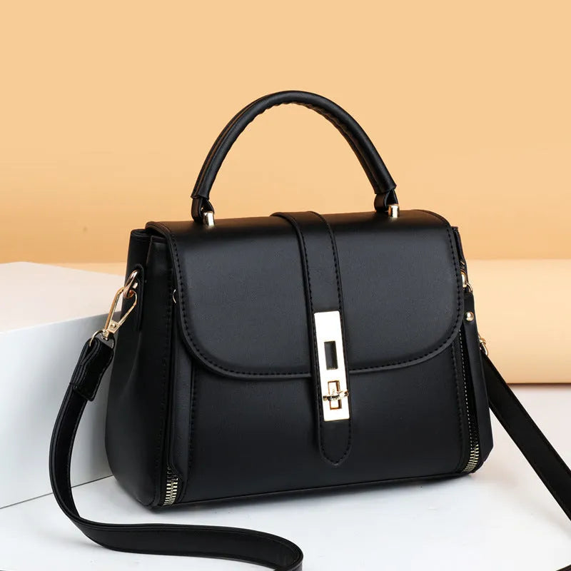 Women's soft PU leather messenger bag in square vertical design with shoulder strap