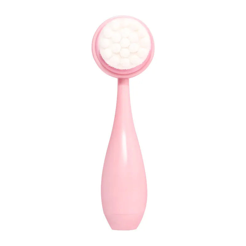 Facial brush set with coral fleece hair band in multiple colours including purple, grey, white, and pink