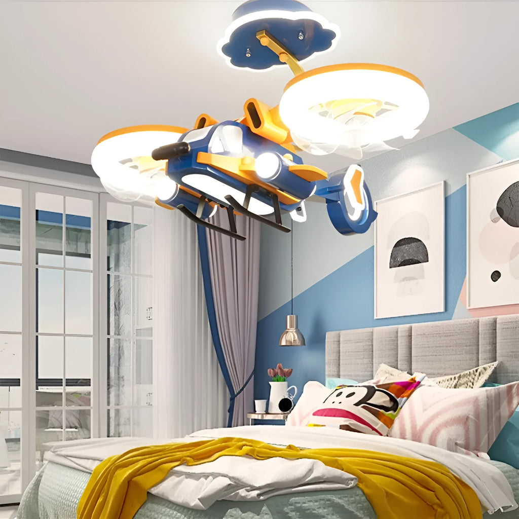 Smart Fighter Boy modern ceiling fan with integrated light fixture for bedroom installation