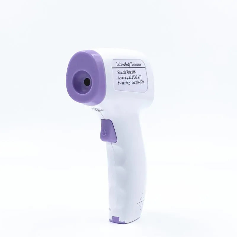 White digital non-contact thermometer with infrared sensor and display