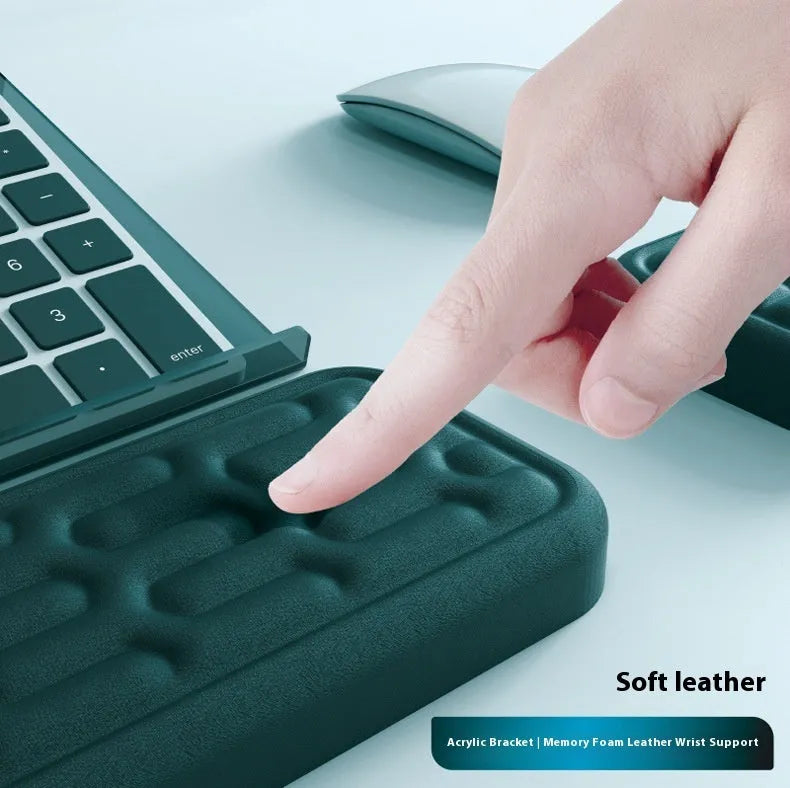 Double-sided keyboard and mouse pad with memory foam, wrist strap, and hand pillow in various colours