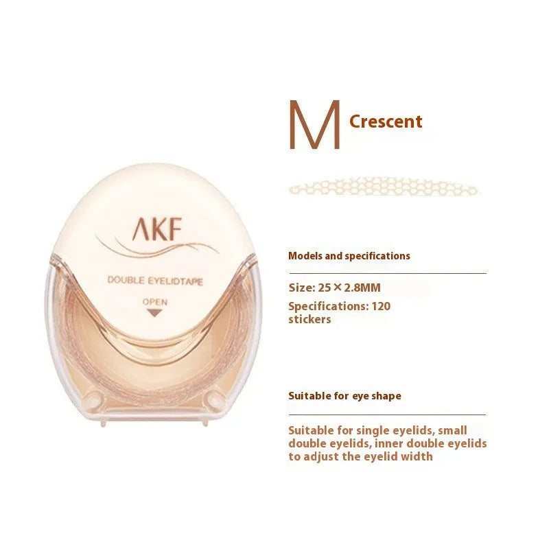 Roll of 120 lace double eyelid stickers in Crescent and Olive shape options.