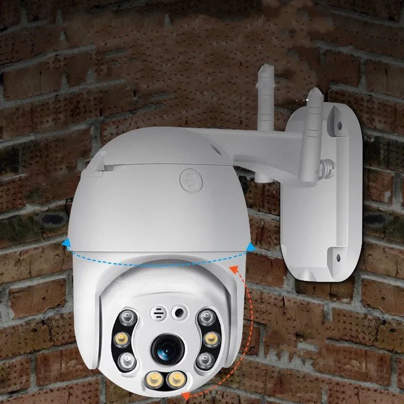 White hemispherical 4G remote monitor camera with 1080p 2MP sensor, 3.6mm lens, 32GB card and power supply