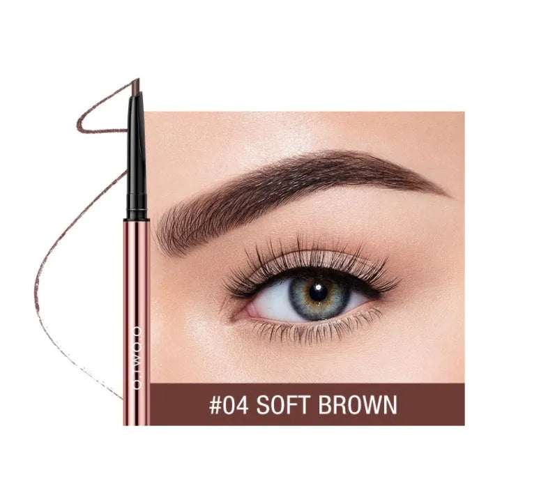 Eyebrow pencil set showing six colour options in colour box packaging.