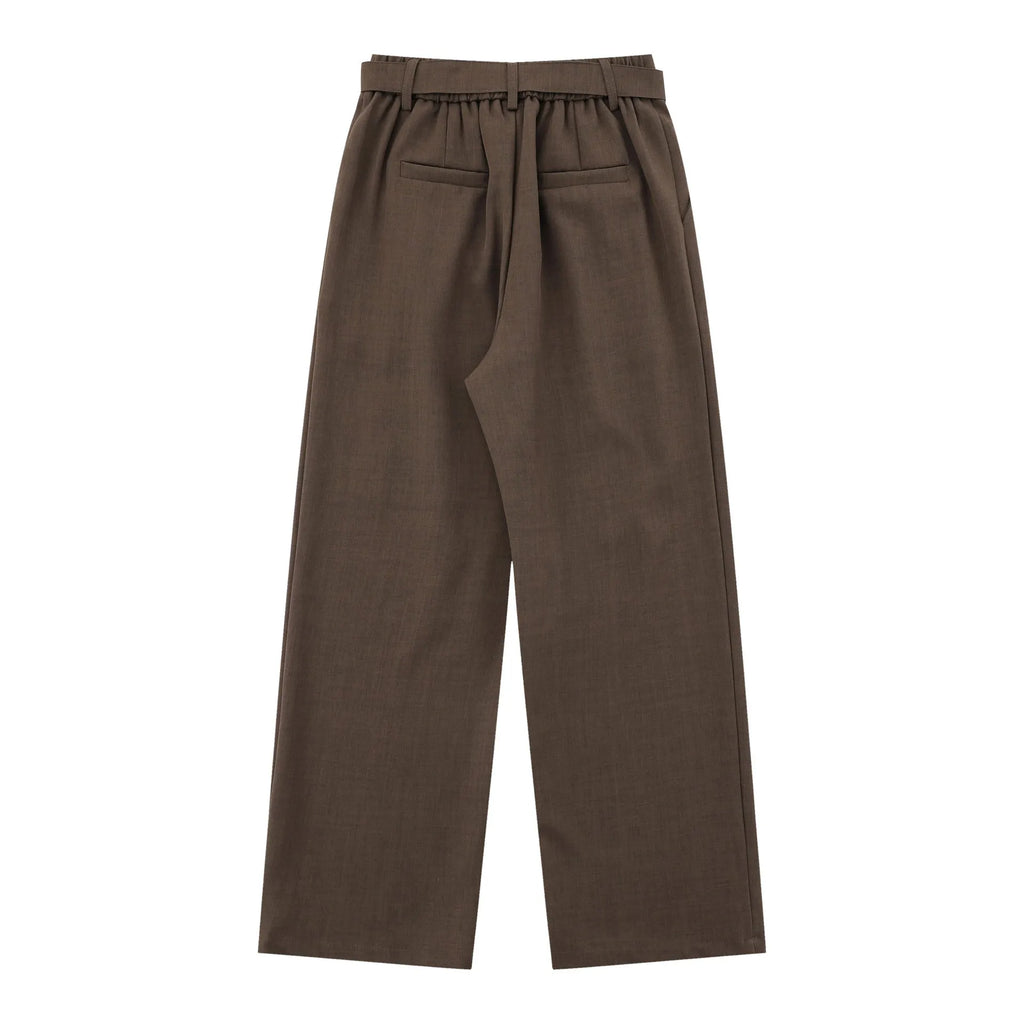 Black loose high waist wide-legged straight-leg trousers on a hanger.