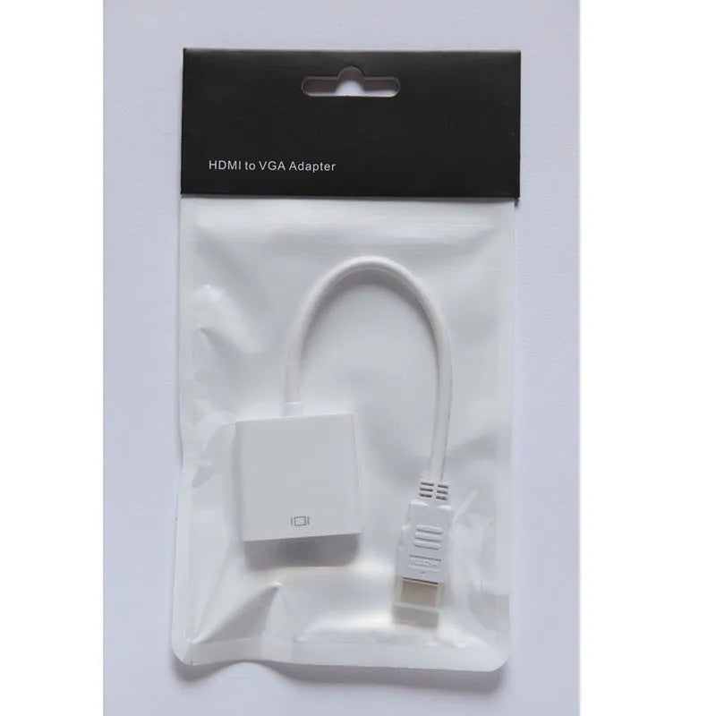 HDMI to VGA converter adapter with 0.3 metre black cable connecting to set-top box