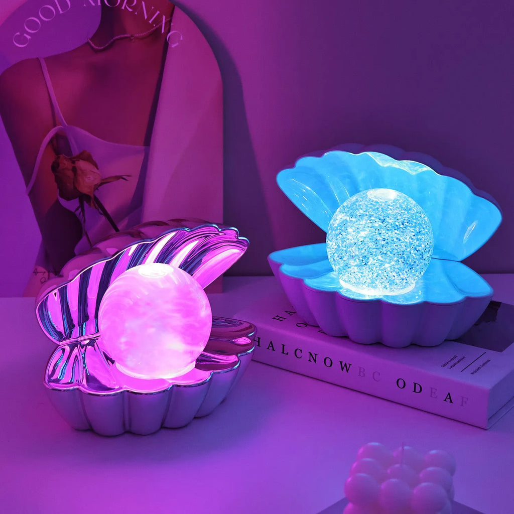 Shell-shaped neon night lamp with battery power for decorative ambience lighting