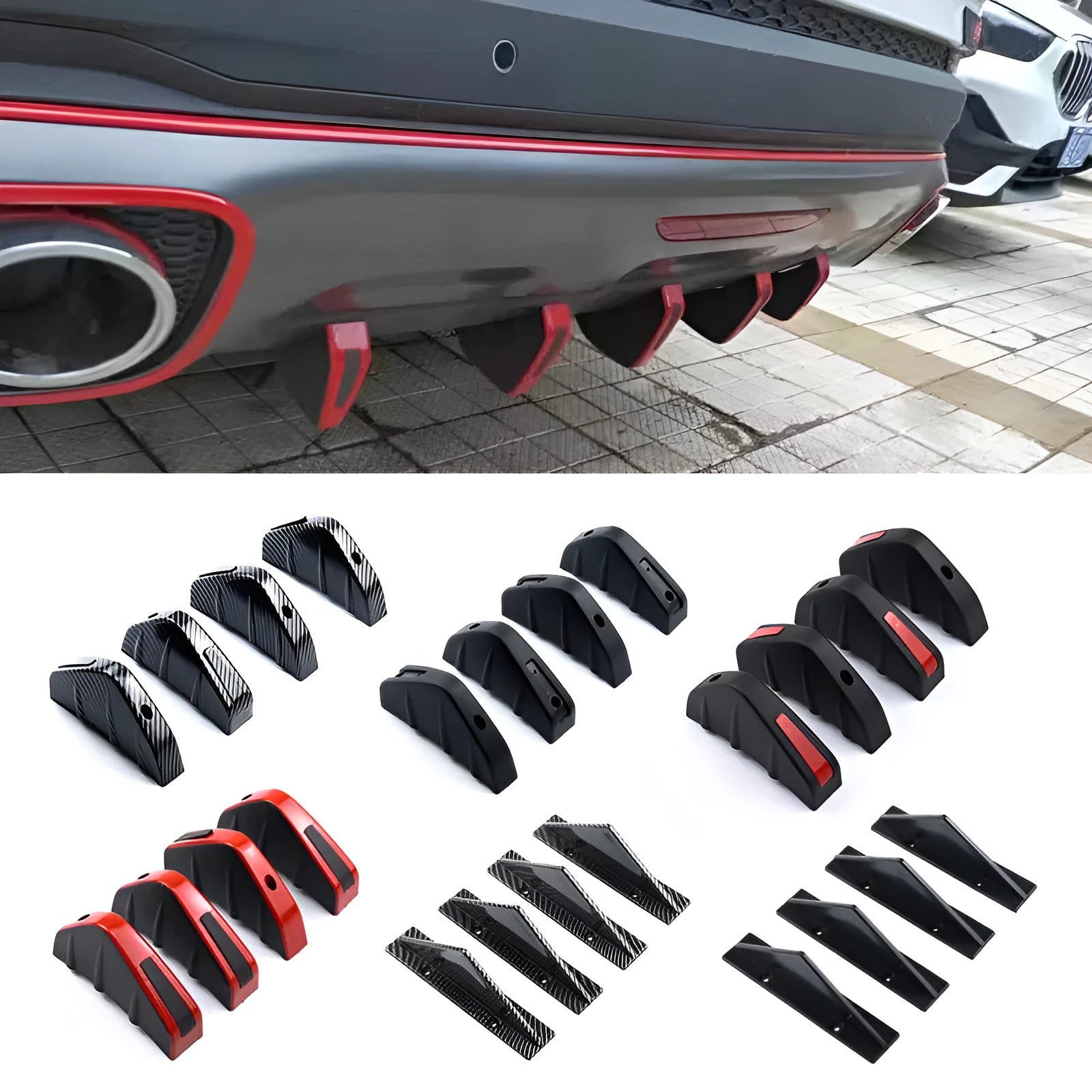 Universal 15cm triangle rear car spoiler in carbon fibre or black ABS for general motors vehicles