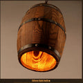 Wooden wine barrel chandelier with adjustable height and E27 bulb base for dining room