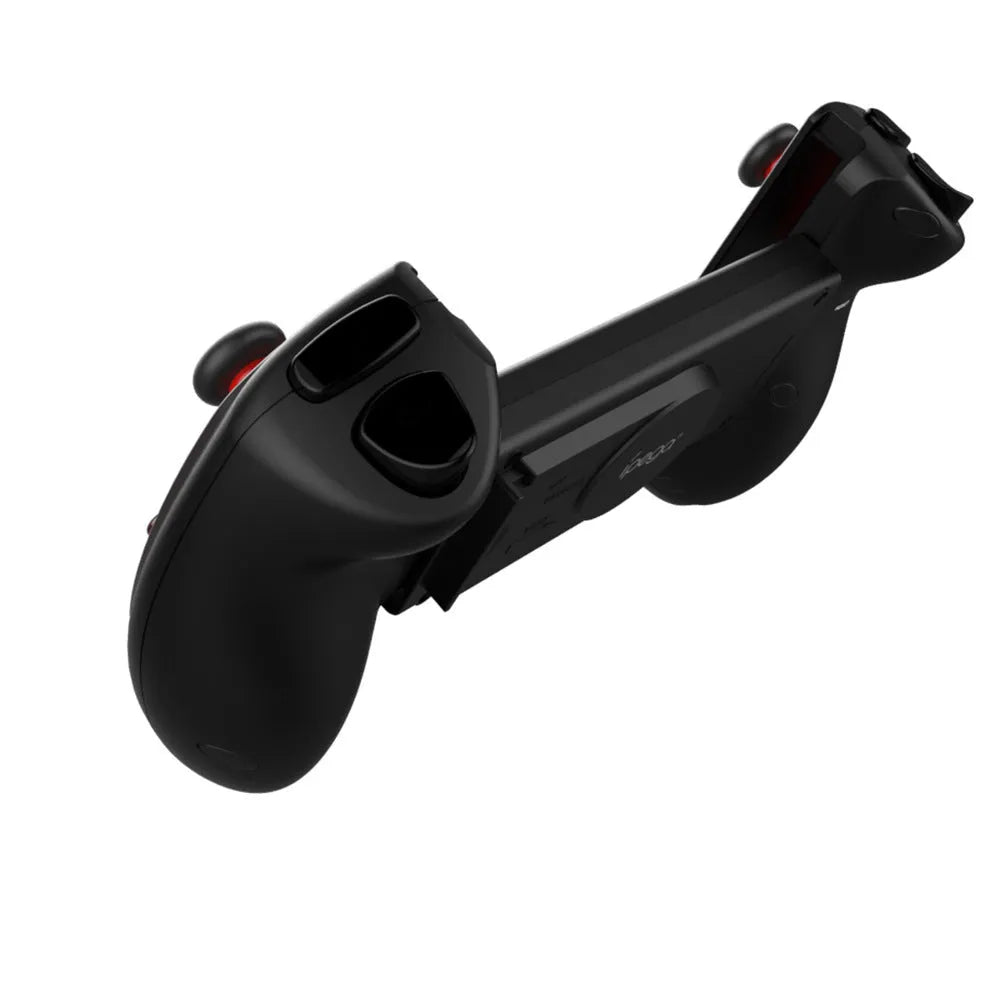 Red telescopic Bluetooth gamepad with USB cable for Android, iOS and PC gaming.