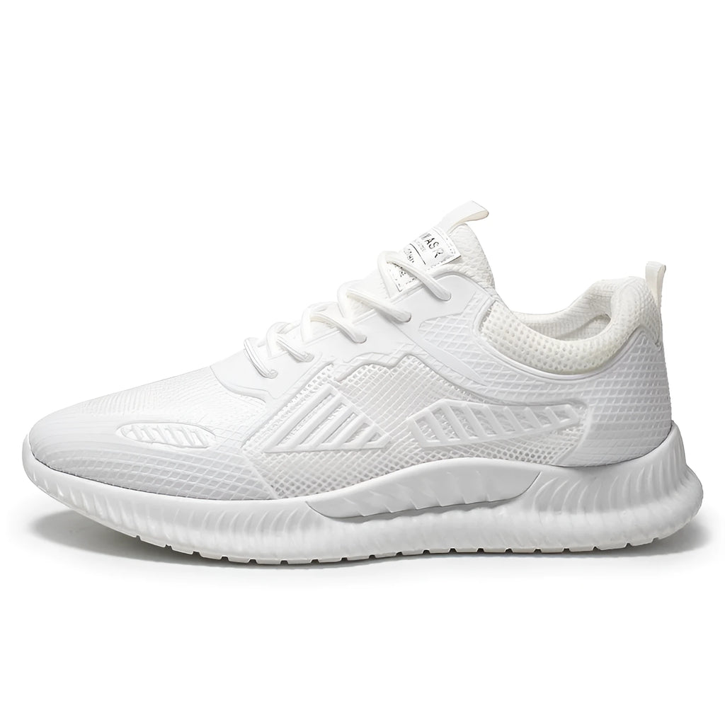 Casual running shoes with mesh upper and plastic sole in black colour style