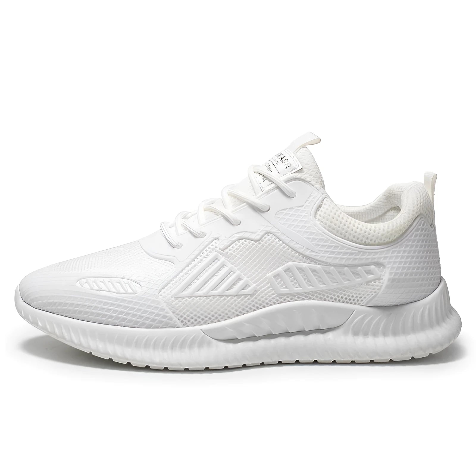 Casual running shoes with mesh upper and plastic sole in black colour style