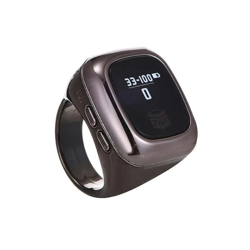 Al-fatiha electronic counter display with black casing shown next to rose gold and silver versions.
