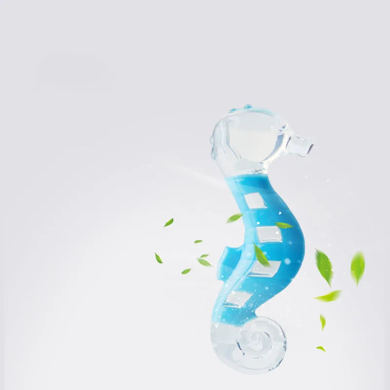 Two PU nylon dog chew toys: a seahorse and a tuna, on a plain background.
