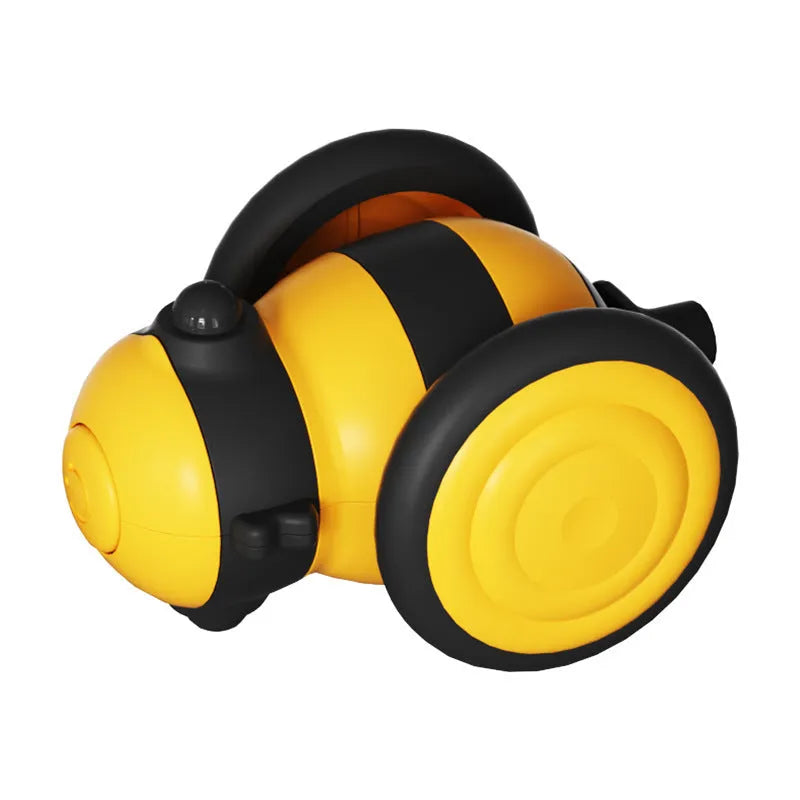 Electric bee-shaped cat toy with moving feather teaser in pink or yellow colours