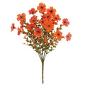 Plastic artificial flower bouquet with silk details in autumn orange, orange yellow, red or yellow for home and wedding decoration