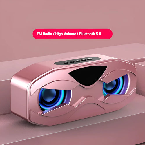 Bluetooth subwoofer small speaker with colourful light, plastic housing, gold colour option
