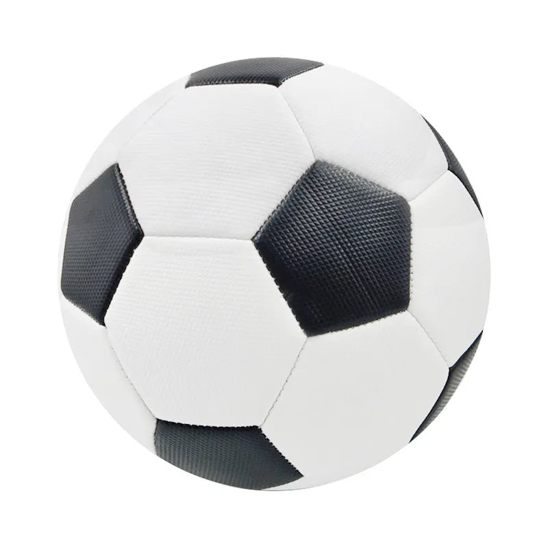 PVC machine-seam football in multiple sizes and colours including Tornado Blue, Black And White, and Red Dragon Roll designs.