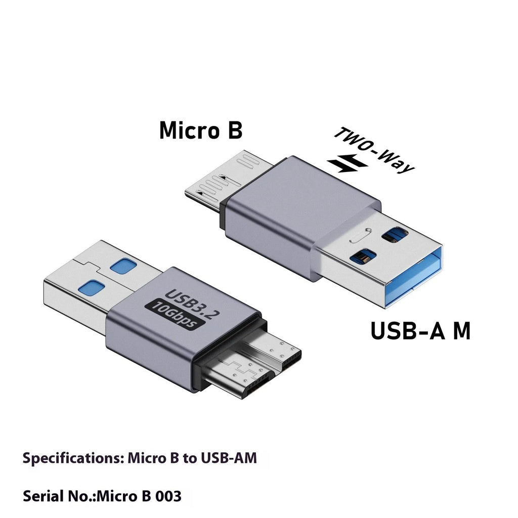 USB-A male to Micro-B female adapter for hard drives and phones