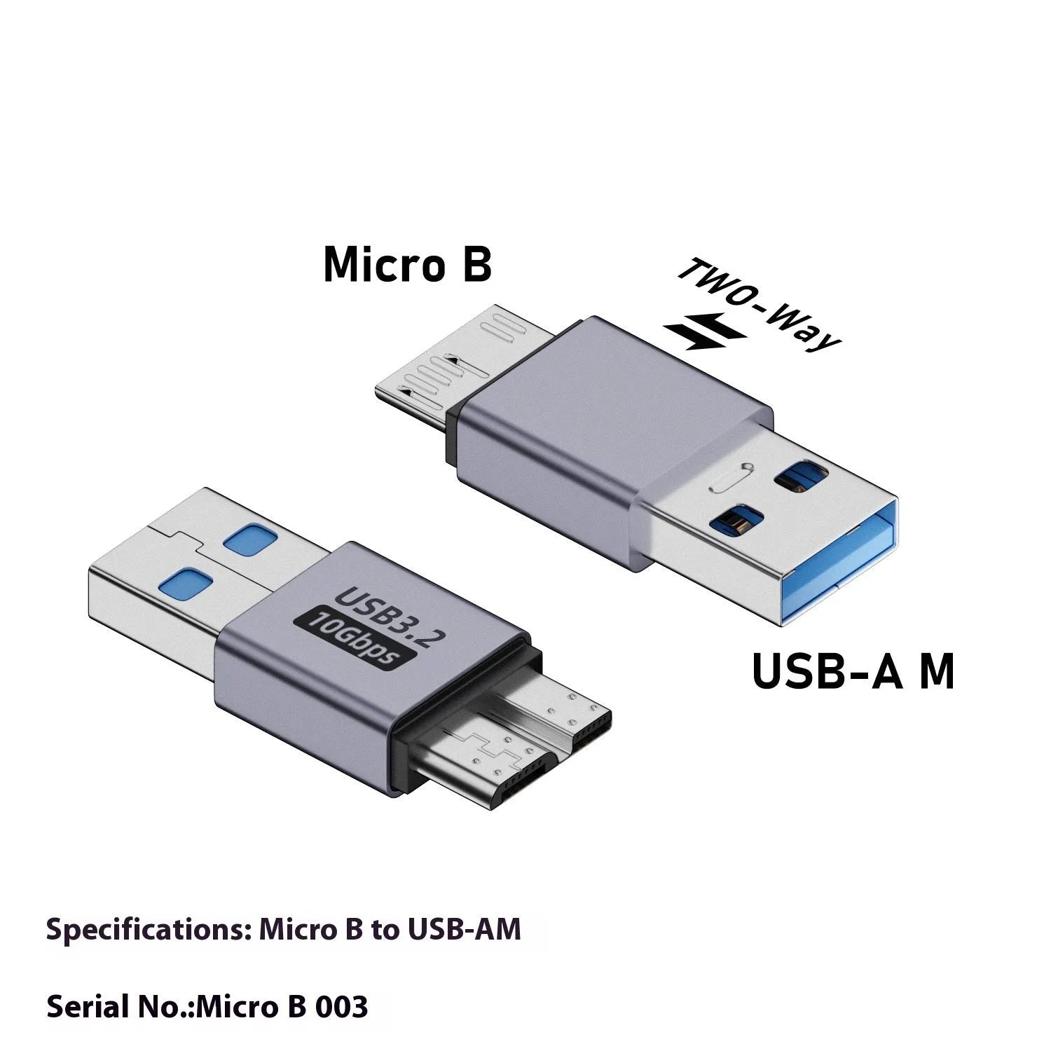 USB-A male to Micro-B female adapter for hard drives and phones