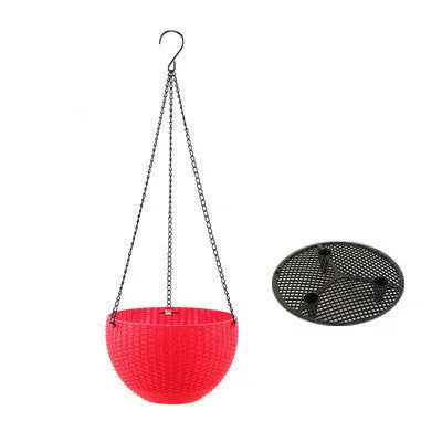 210mm diameter plastic hanging basket with inner tank and 450mm chain in seven colour options