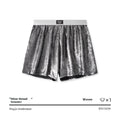Men's Galaxy Reflective Bright Silver woven polyester underwear in mid-waist loose fit showing four colour options