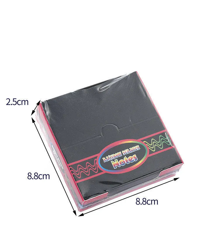 Trumpet scratch painting kit with colourful paper cards in 8.8cm colour box