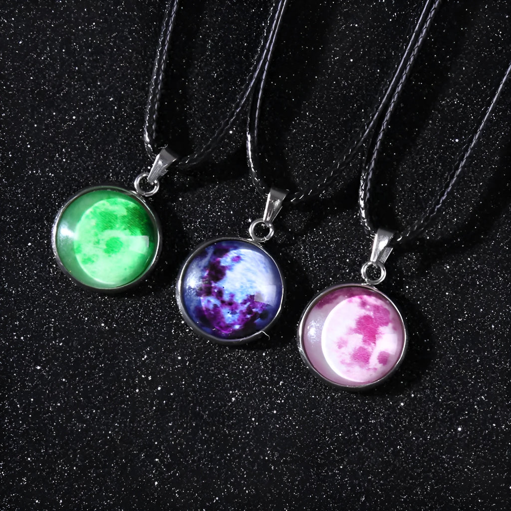 Luminous constellation design alloy pendant necklace on a chain with an extension.