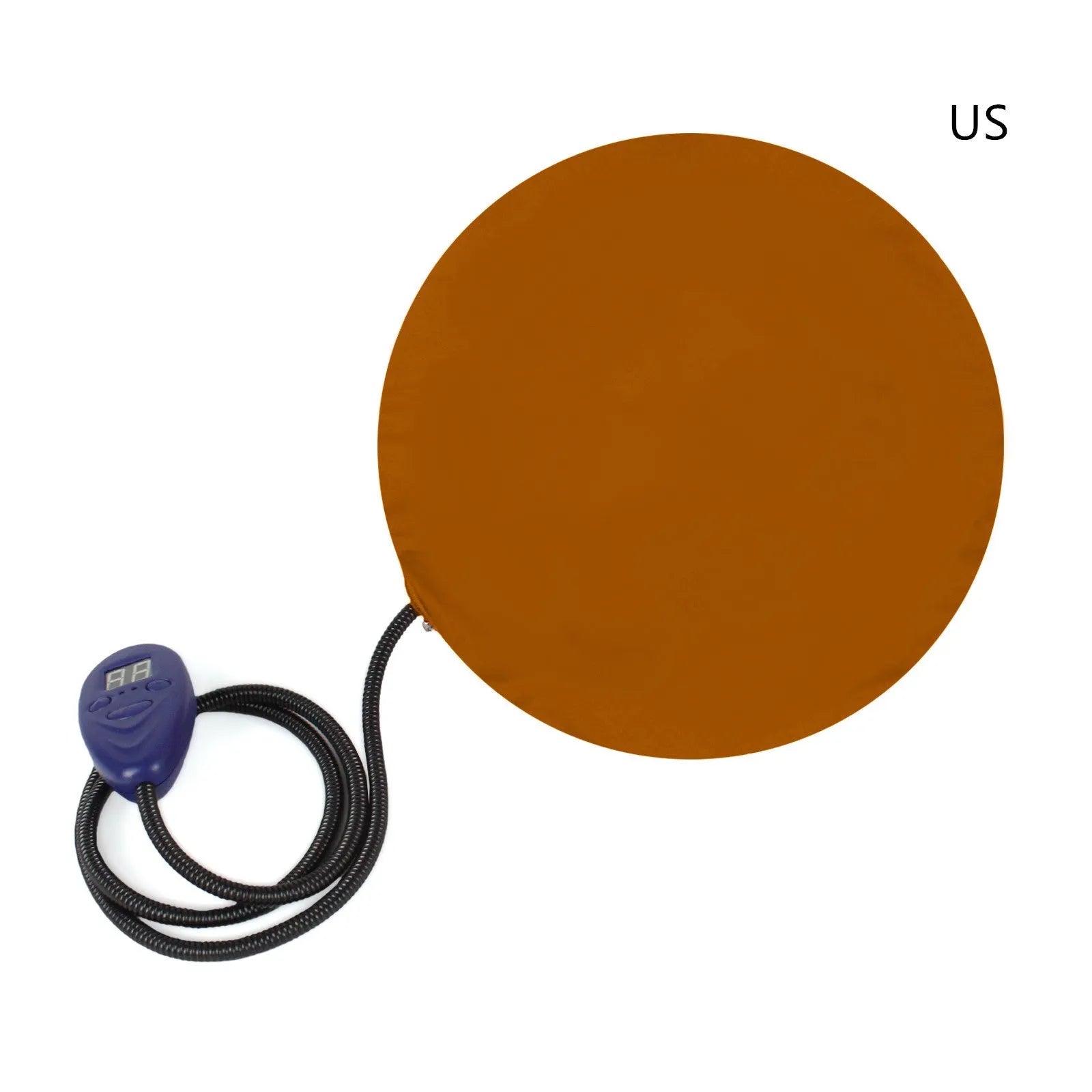 Pet constant temperature heating pad with sheared flannel cover in brown colour, 30cm square