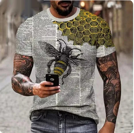 Men's black T-shirt with a large detailed fierce lion graphic print on the front
