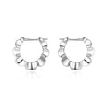 Sterling silver geometric retro earrings with round design elements and electroplated silver finish