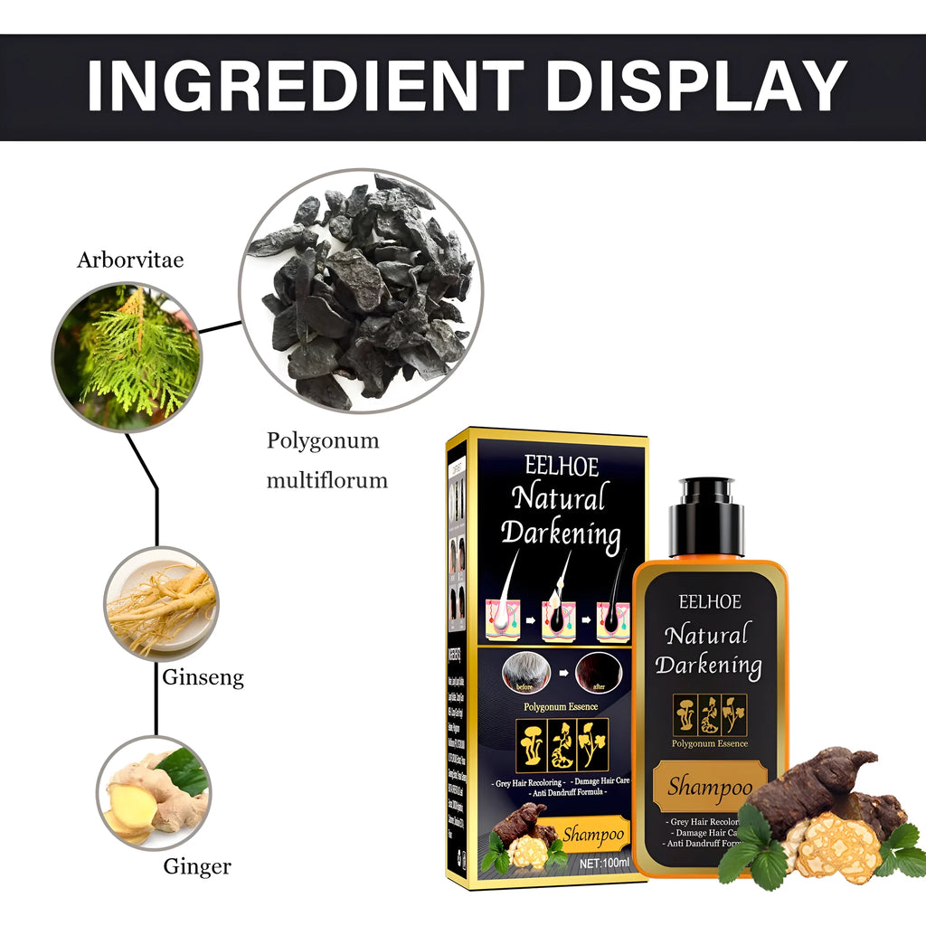 100ml boxed Polygonum Multiflorum shampoo for natural hair colour restoration and cleansing