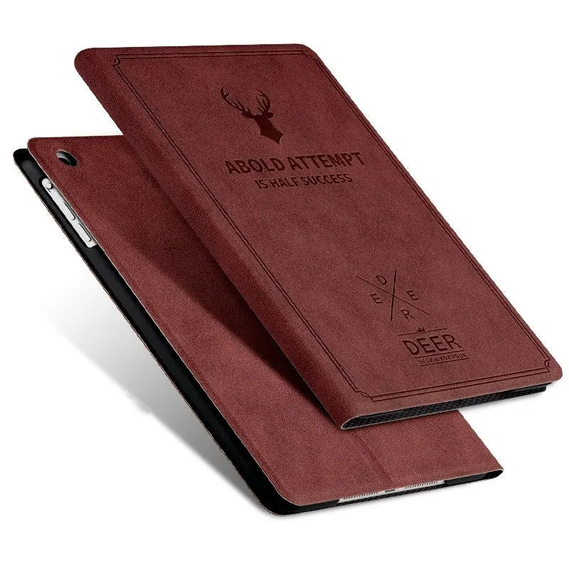 Flat protective cover for iPad in clamshell style, imitation leather exterior, PC inner shell