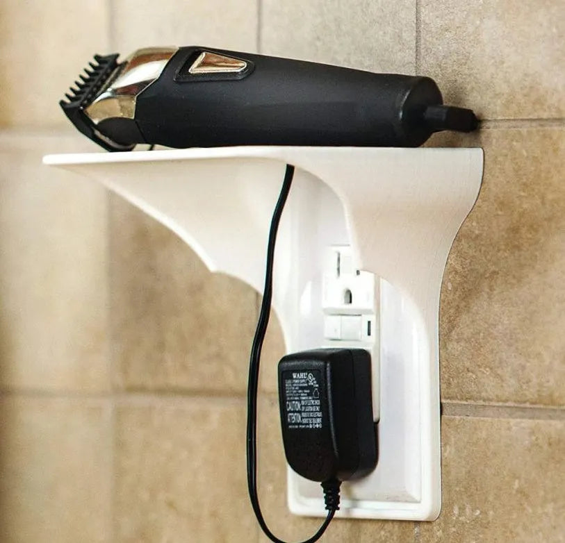 White plastic socket storage rack for organising tools, shown with dimensions 14cm by 10cm by 15cm.