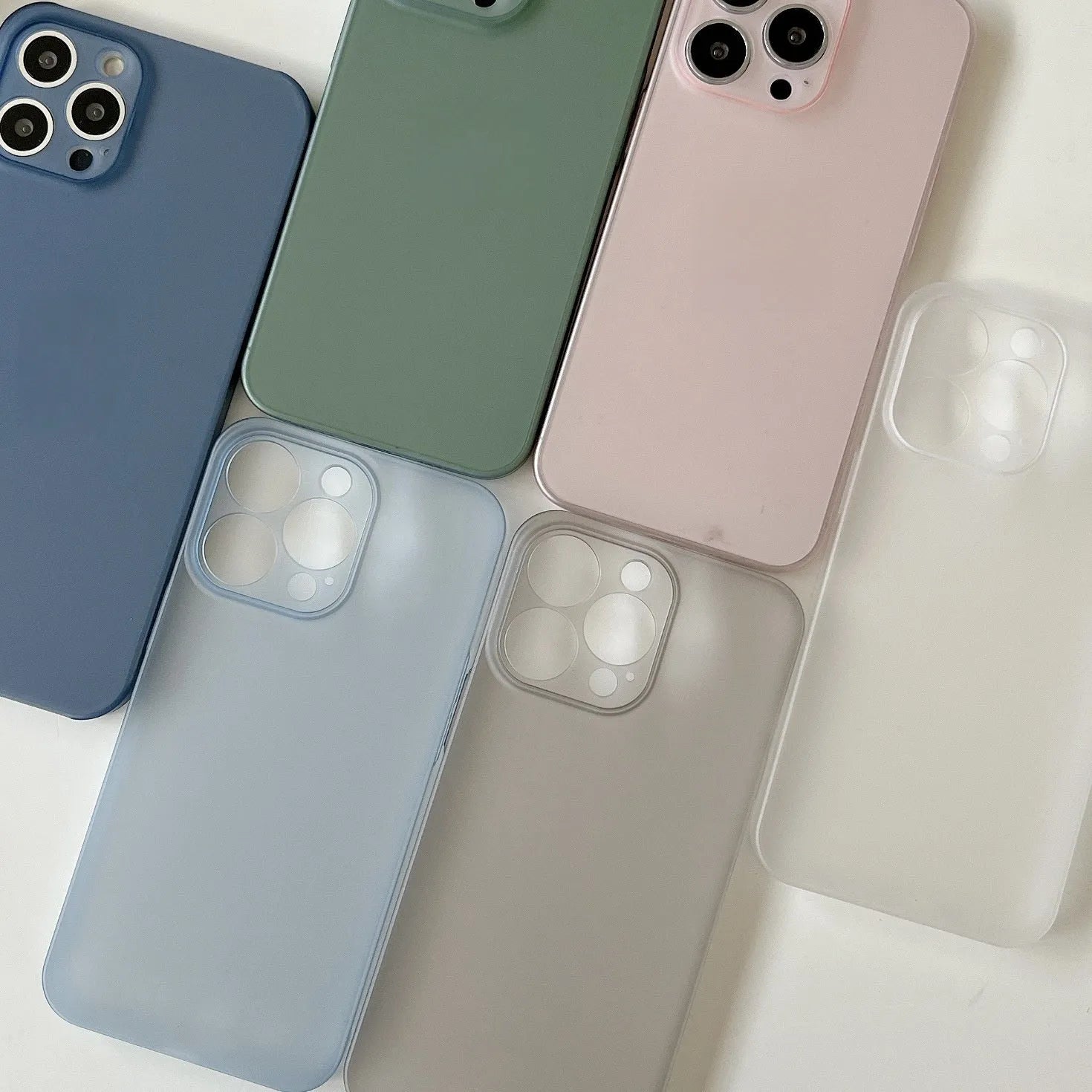 Ultra-thin PC hard shell frosted phone case with all wrapped lens protection for Apple iPhone, transparent colour