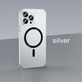 Magnetic iPhone case with aluminium alloy frame in dark purple, blue, silver, black, or gold colour.