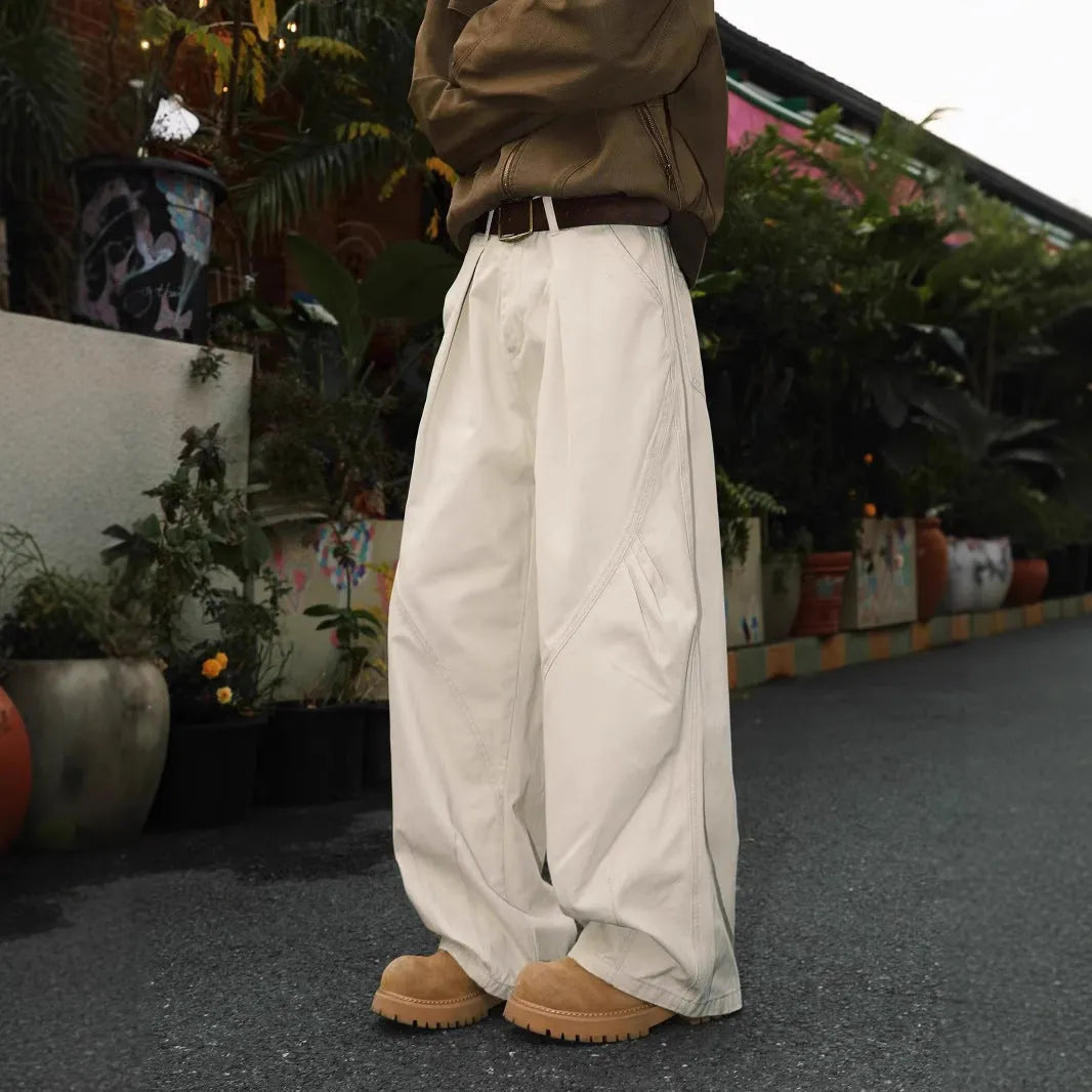 Men's straight leg trousers in stripe pattern with micro elasticity, shown in black, brown and apricot colours
