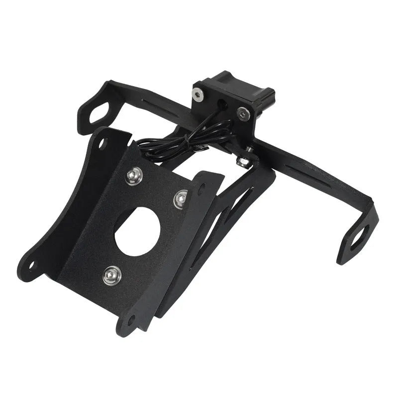 Black aluminium alloy short tail licence plate holder for Honda motorcycles.