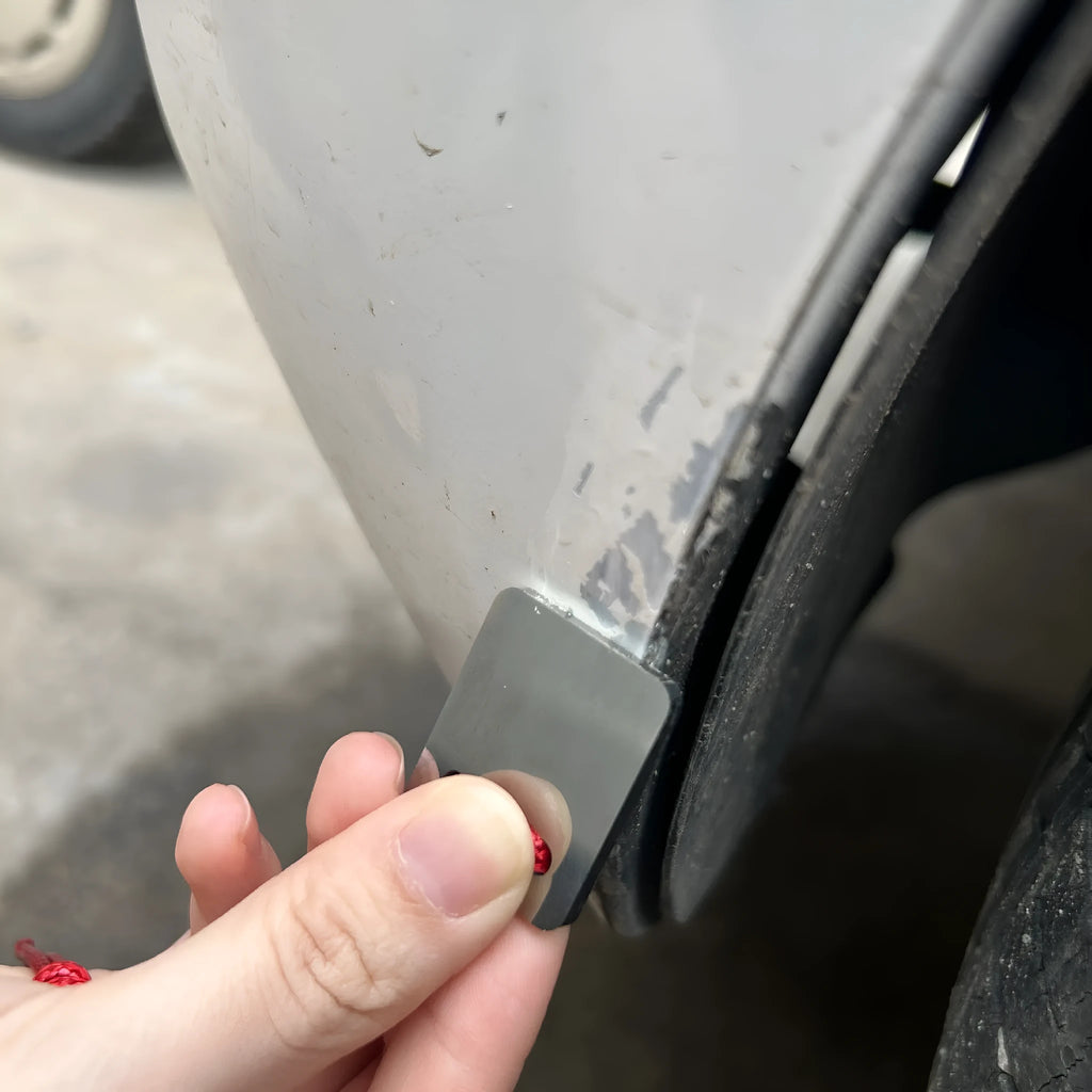 Silver metal car paint repair scraper for automotive chip and scratch touch-up work