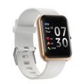 Square smart watch for men with silicone strap and aluminium case in multiple colours.