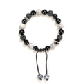 Black agate map stone volcanic rock bracelet with diamond-shaped beads and electroplated finish