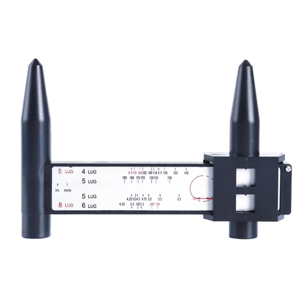 Plastic electronic digital caliper hole distance ruler on a white background.