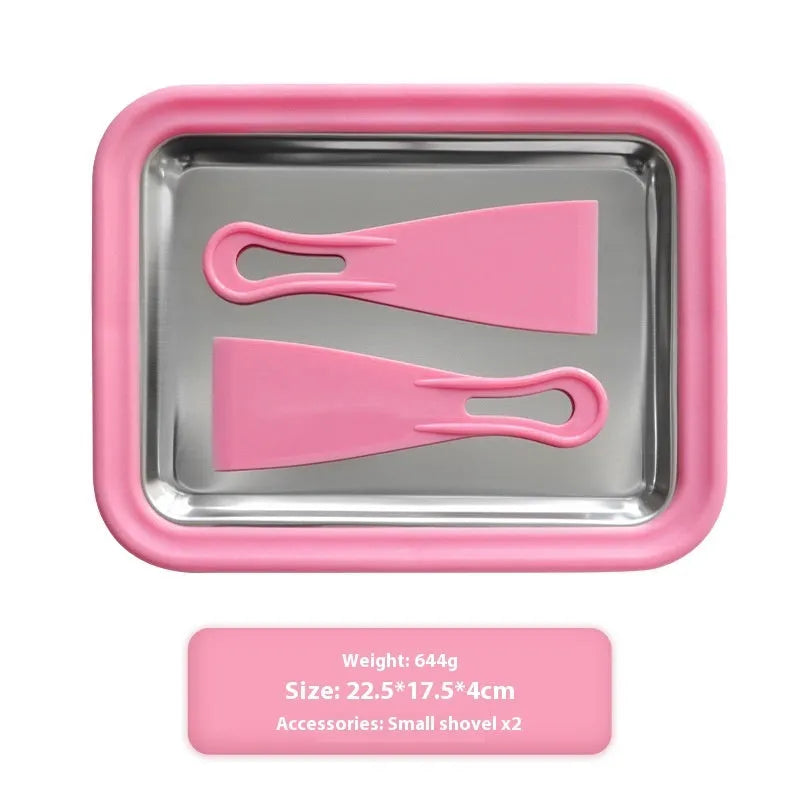 Compact DIY fried yoghurt machine for homemade frozen desserts in green, pink, rose red, or white.