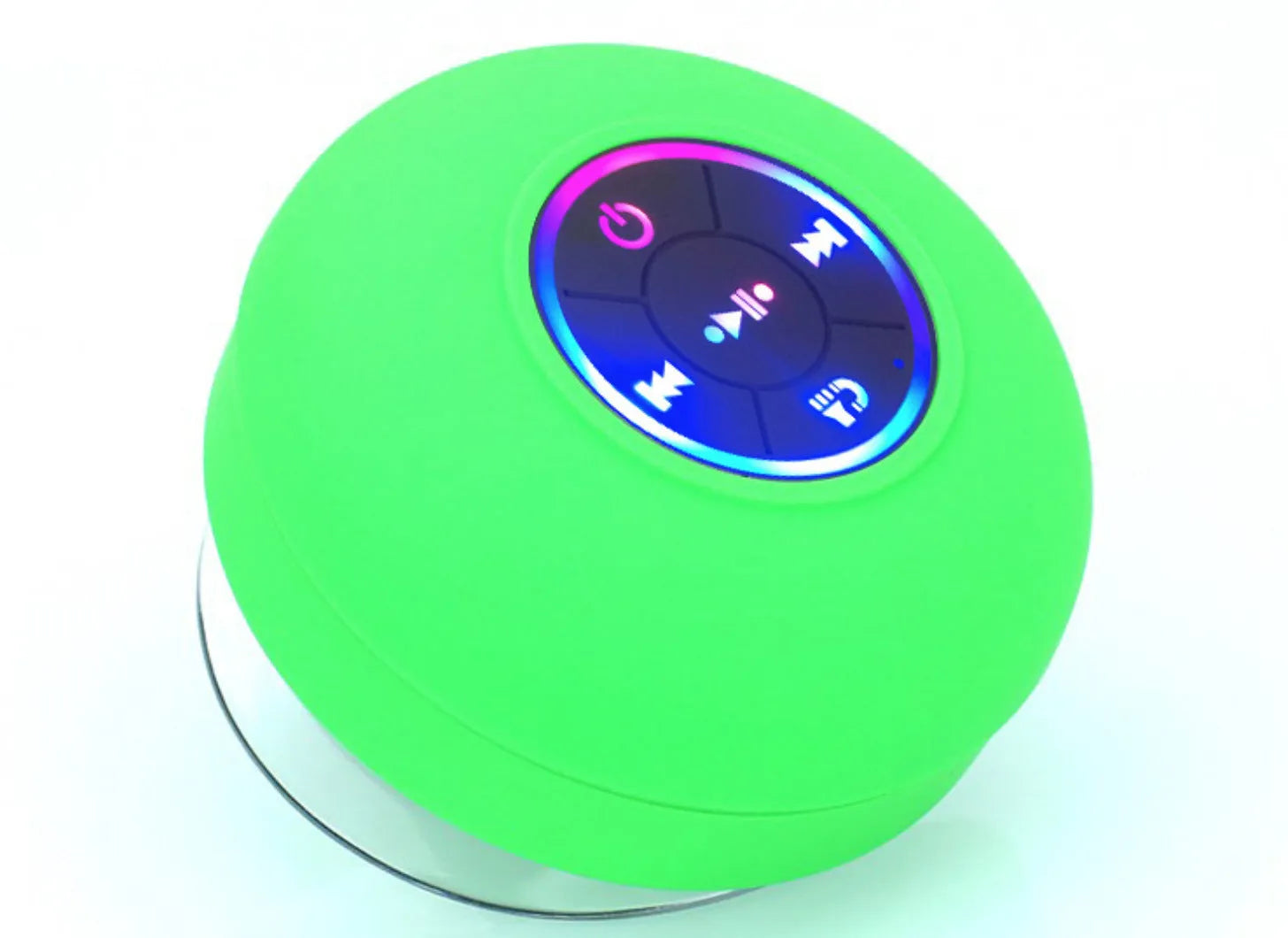 Large suction cup waterproof Bluetooth audio system with LED light in six colour choices