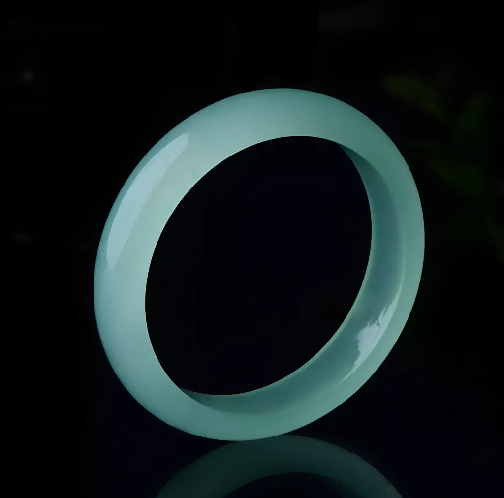 Oil cyan light green jade bracelet for women with modern design and adjustable sizing