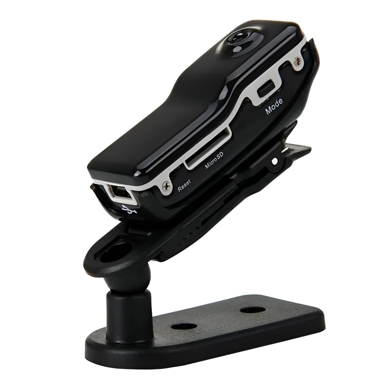 Black mini action camera with USB connection for outdoor sports recording