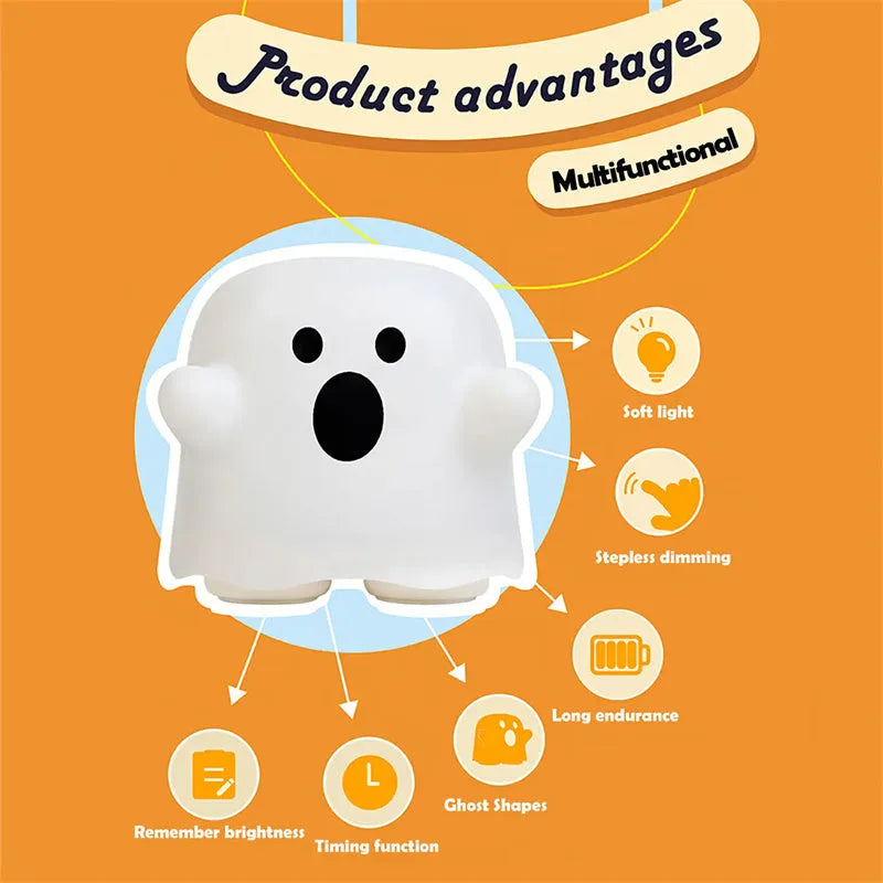 Soft silicone USB rechargeable night light with touch sensor base