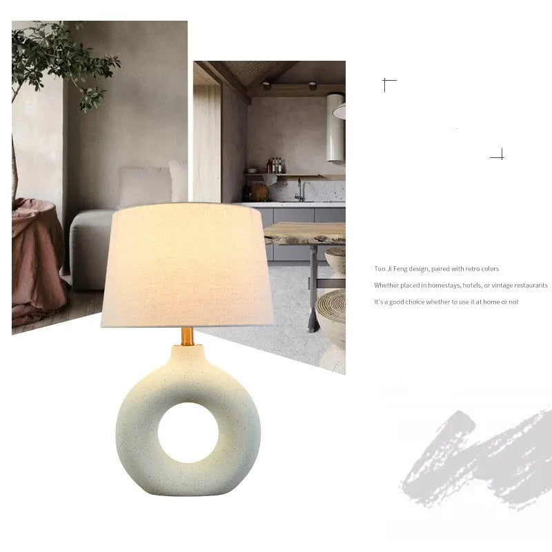 Japanese feng style ceramic pottery table lamp in white or black, 52cm tall with 33cm diameter base