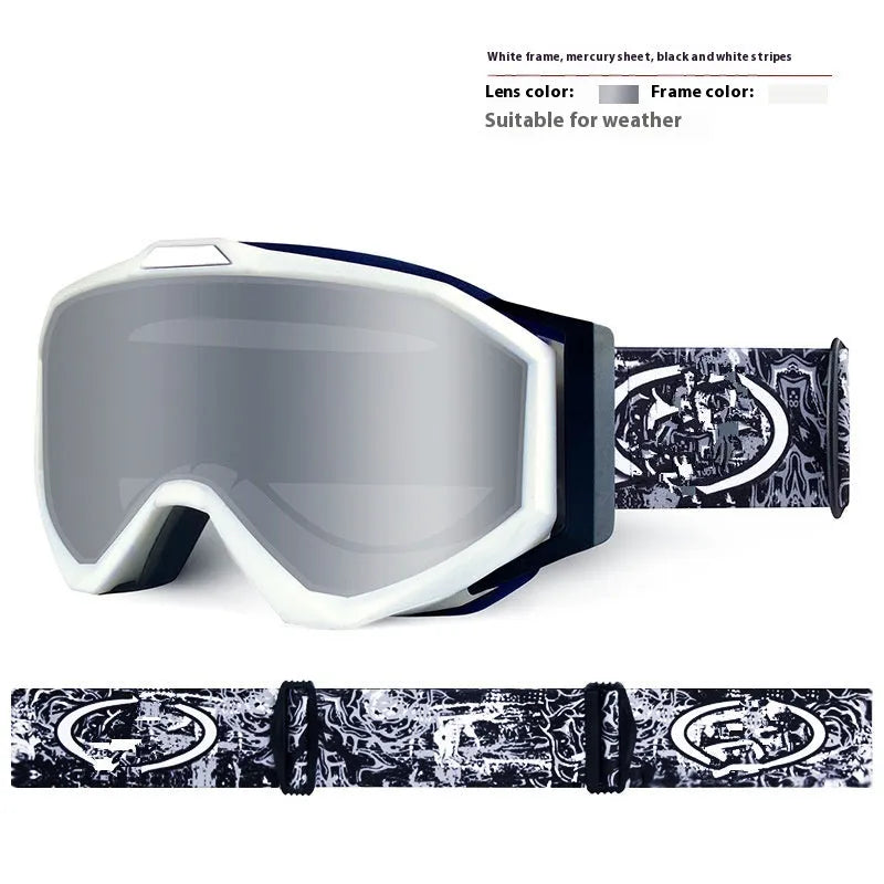 Motorcycle goggles with double layer anti-fog construction in TPU material with storage cloth bag